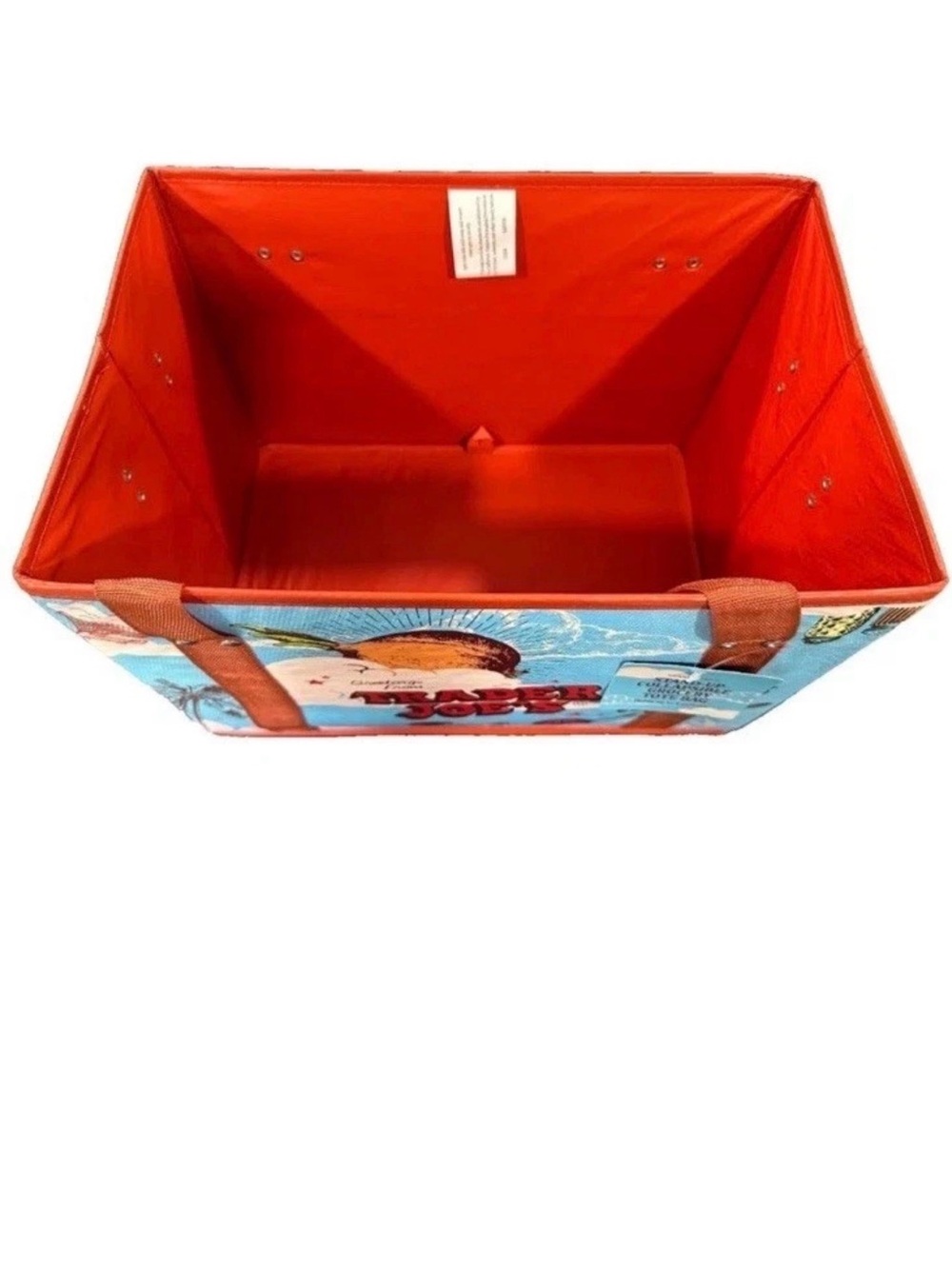 Trader Joe's Stand-Up Collapsible Grocery Tote Bag - Blue & White x2 - Picture 3 of 6